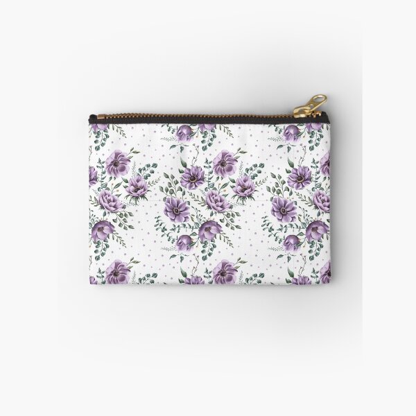 Item preview, Floral seamless pattern. Purple anemones and green leaves on the light purple background. Endless background with beautiful gentle flowers.  designed and sold by BananiLettering.