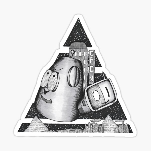 Retro Robots (Boris & Binary) in Synthwave noir artwork Sticker