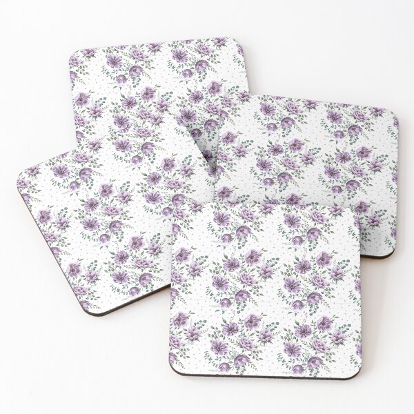 Item preview, Floral seamless pattern. Purple anemones and green leaves on the light purple background. Endless background with beautiful gentle flowers.  designed and sold by BananiLettering.