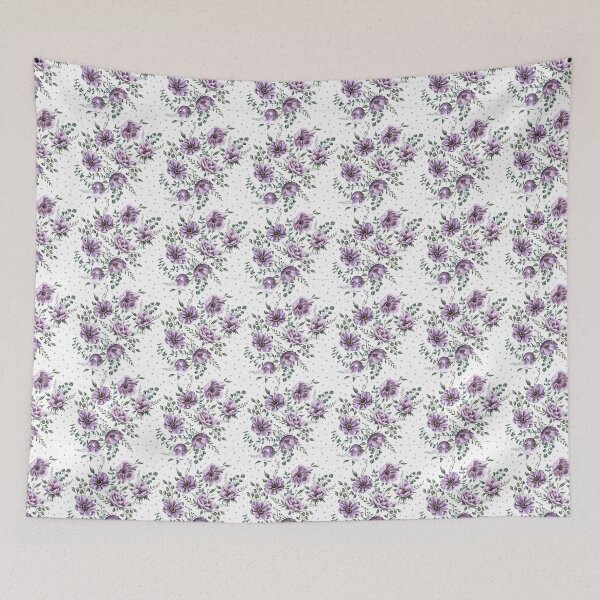 Item preview, Floral seamless pattern. Purple anemones and green leaves on the light purple background. Endless background with beautiful gentle flowers.  designed and sold by BananiLettering.
