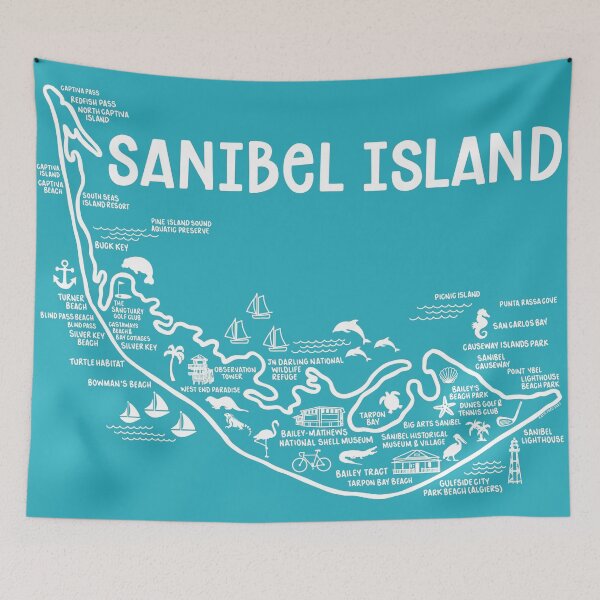 Item preview, Sanibel Island Map designed and sold by fiberandgloss.