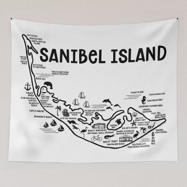 Item preview, Sanibel Island Map designed and sold by fiberandgloss.