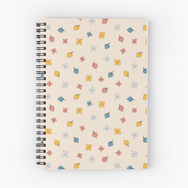 Item preview, Seamless autumn pattern of cute tiny orange, red, blue, and grey leaves and flowers stylized in a flat and doodle style in the light background. Hand-drawn leaf texture. designed and sold by BananiLettering.