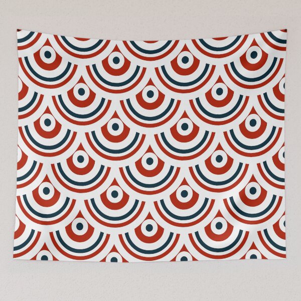 Item preview, Retro red, white and navy blue semicircles designed and sold by IoanaHraball.