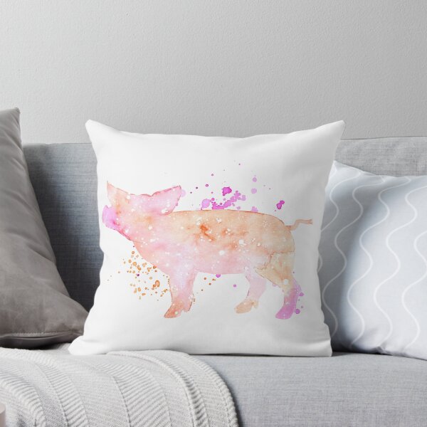Item preview, watercolor pig sillhouette pink porker piglet splash painting galaxy designed and sold by korakai.
