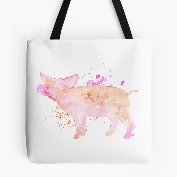 Item preview, watercolor pig sillhouette pink porker piglet splash painting galaxy designed and sold by korakai.