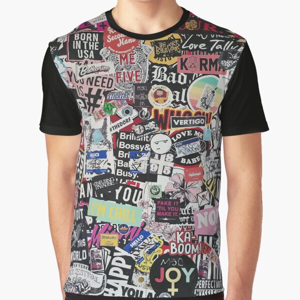 German urban wall full of stickers, street art. Graphic T-Shirt
