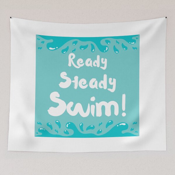 Item preview, Ready steady swim! Swimming lover slogan turquoise splash  designed and sold by Wildflow Creations.