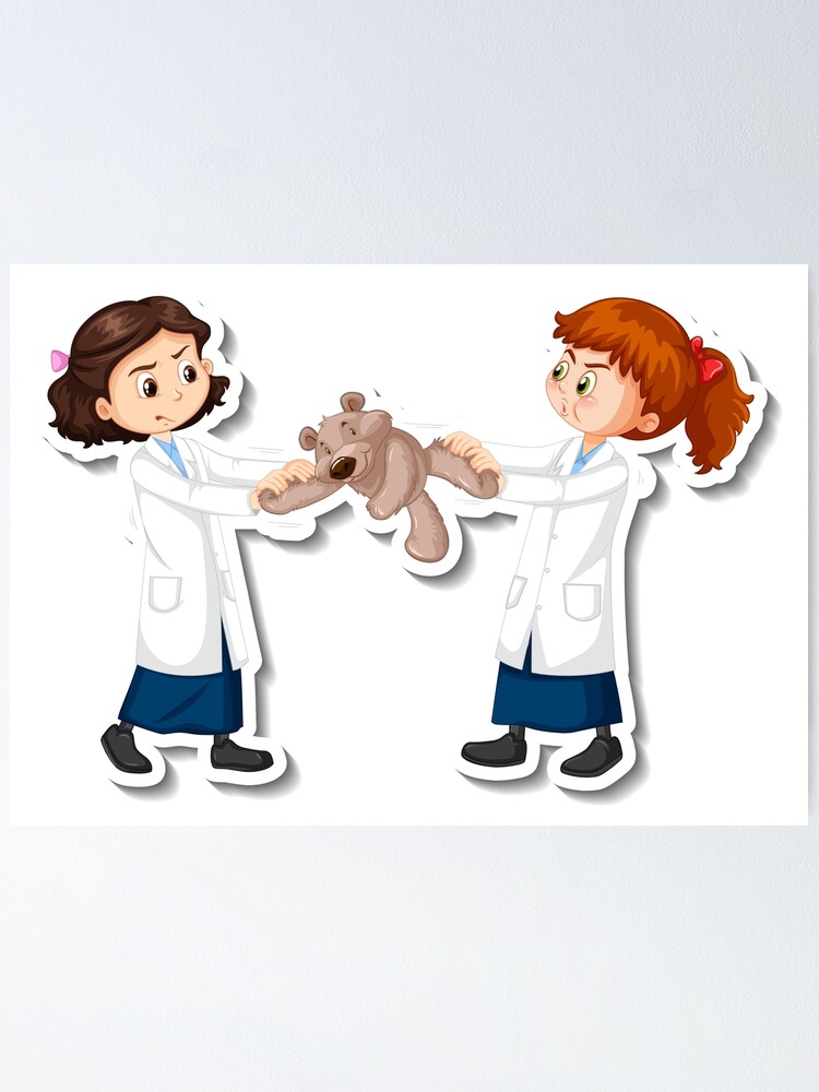 Scientist girls cartoon characters with science experiment object Scientist girls cartoon characters with science experiment object