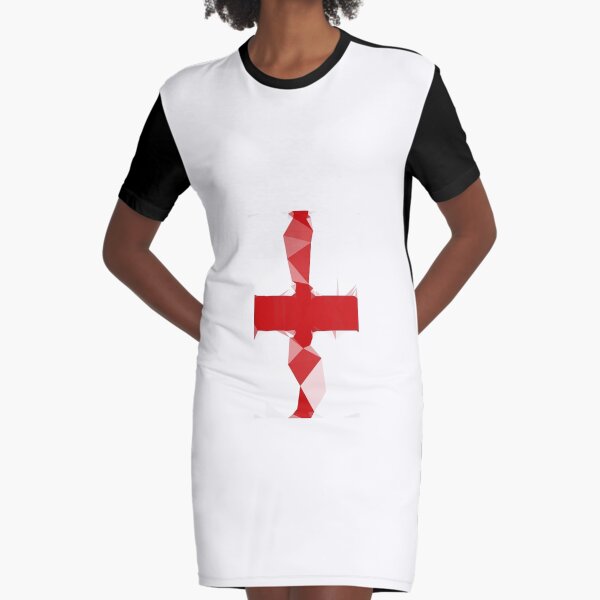 England Flag / Saint George Cross Polly Football Flag Graphic T-Shirt Dress