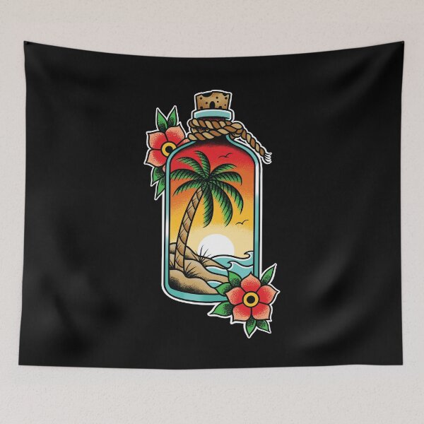 Item preview, island in a bottle Tattoo designed and sold by SevenRelics.