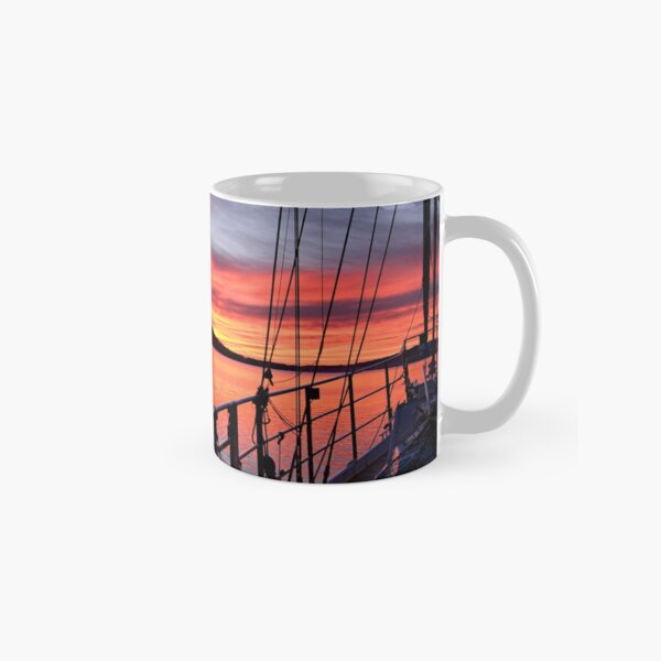 Nautical Sailboat Sunrise. Photo Art. Classic Mug