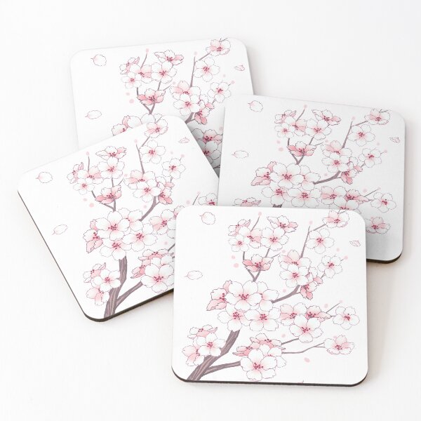 Item preview, White sakura cherry blossom branches falling petals designed and sold by arterialmotive.