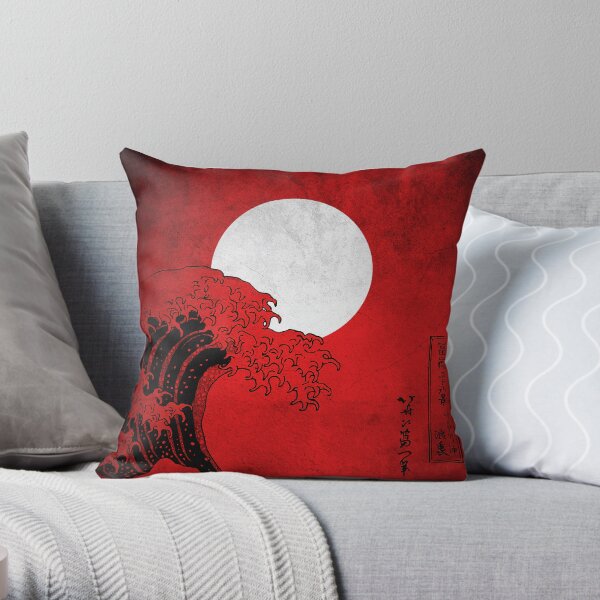 Red Waves Throw Pillow