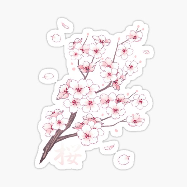 Item preview, White sakura cherry blossom branches falling petals on Red designed and sold by arterialmotive.