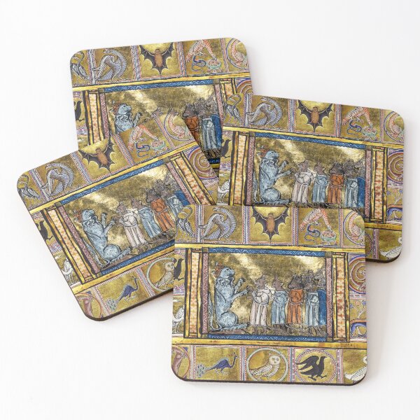 Item preview,  MEDIEVAL BESTIARY,LION KING WITH ANIMALS IN GOLD RED BLUE COLORS designed and sold by BulganLumini.