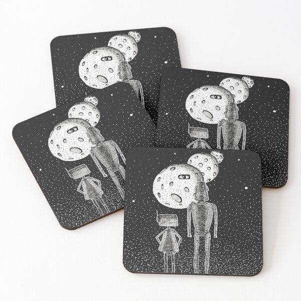 Item preview, Retro Robots (Boris & Binary) watching the tri-moon alignment in space. designed and sold by Vije Vijendranath.