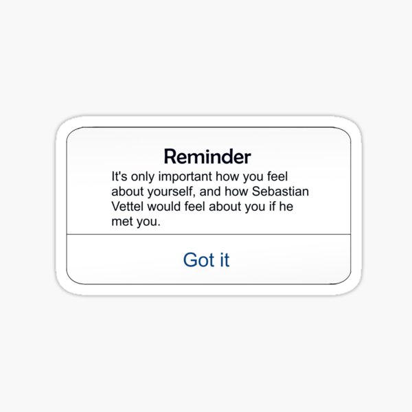reminder vettel f1 Sticker
