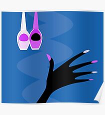 Hand with manicure set : blue and purple edition Poster