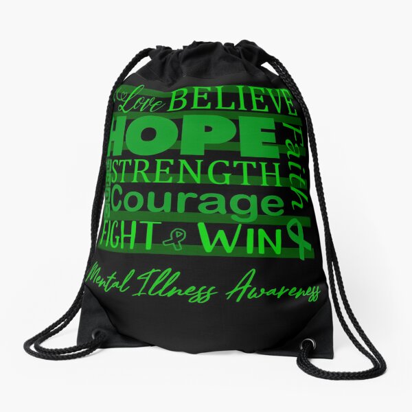 Love Believe Hope Mental Illness Awareness Drawstring Bag