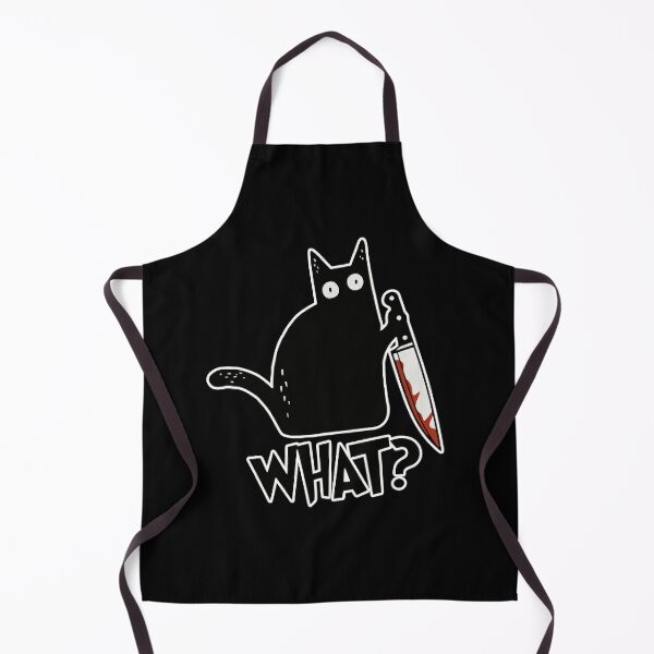  Cat What? Murderous Black Cat With Knife Gift Premium Apron