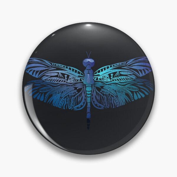 Item preview, Beautiful intricate abstract tattoo dragonfly outline - for lovers of dragonflies. Marine midnight navy and effervescent blue - Caroline Laursen original designed and sold by Caroline Laursen.