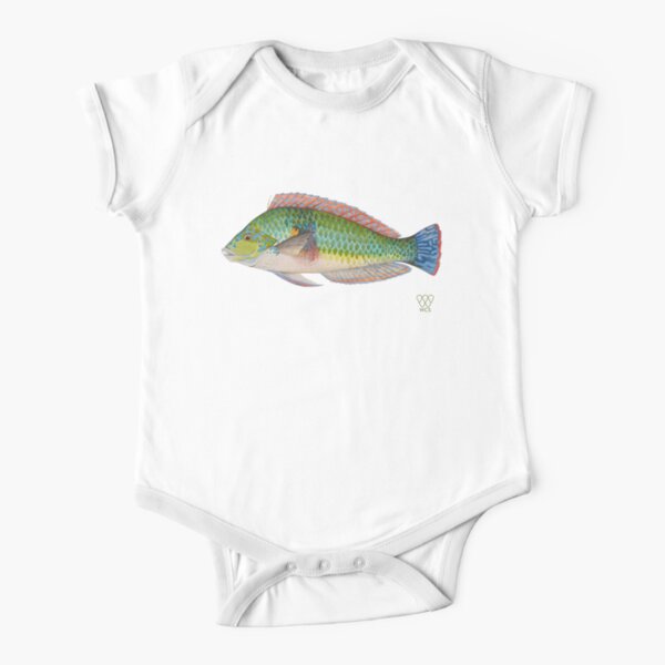 Green Parrot Fish Short Sleeve Baby One-Piece