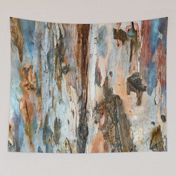 Item preview, Aqua-Blue Tree Bark Art With Bourbon-Color Splashes designed and sold by DEC02.