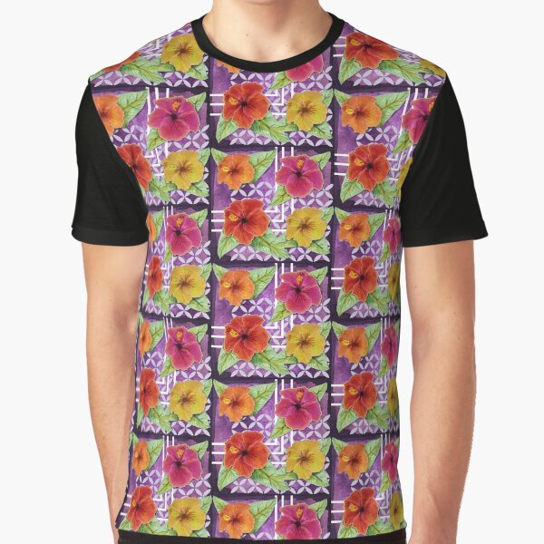 Charlies Hibiscus Trellis Graphic T-Shirt