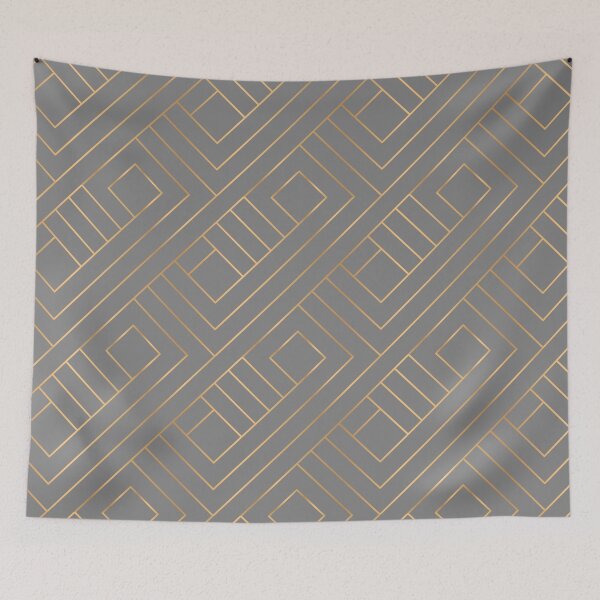 Item preview, Charcoal Gold Elegant Geometric Pattern With Gold Shimmer designed and sold by Vic Torys ☆.