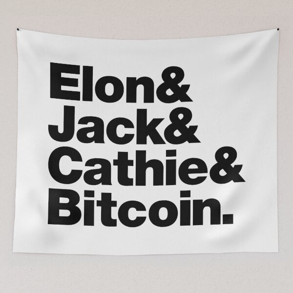 Item preview, Elon & Jack & Cathie & Bitcoin (black) designed and sold by dudethecreator.