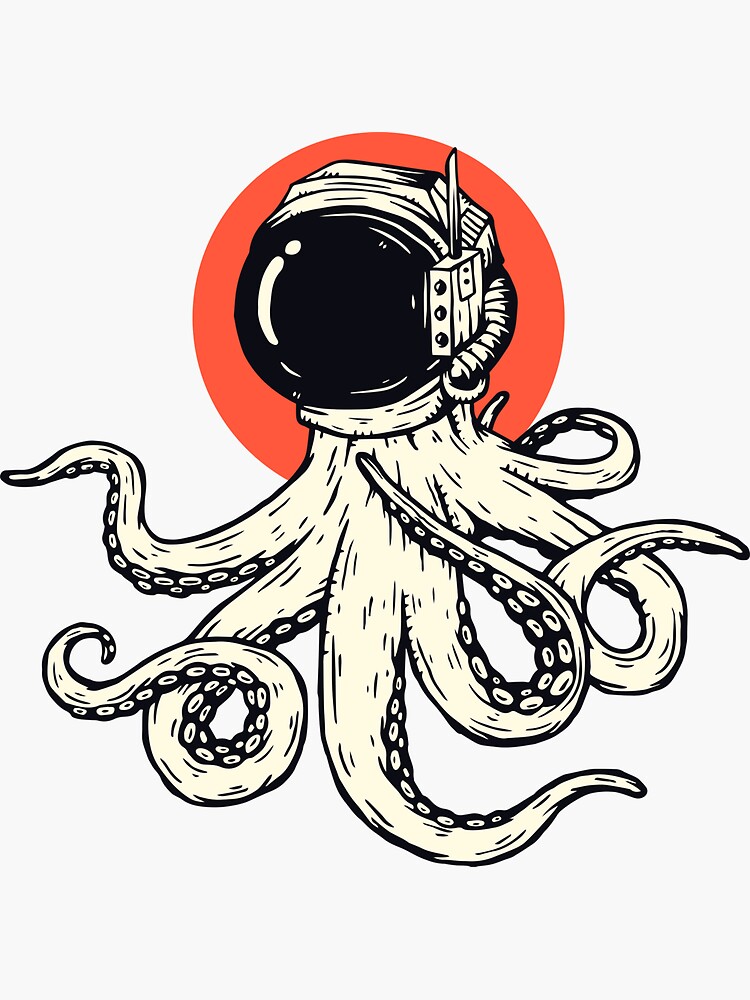 "Octopus Wearing Astronaut Helmet" Sticker for Sale by arts-collection