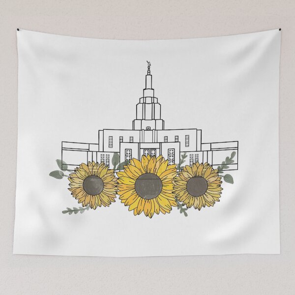 Item preview, Idaho Falls Temple with sunflowers designed and sold by Handdrawnbyzoe.