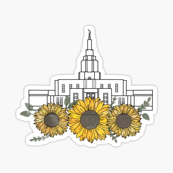Idaho Falls Temple with sunflowers Sticker