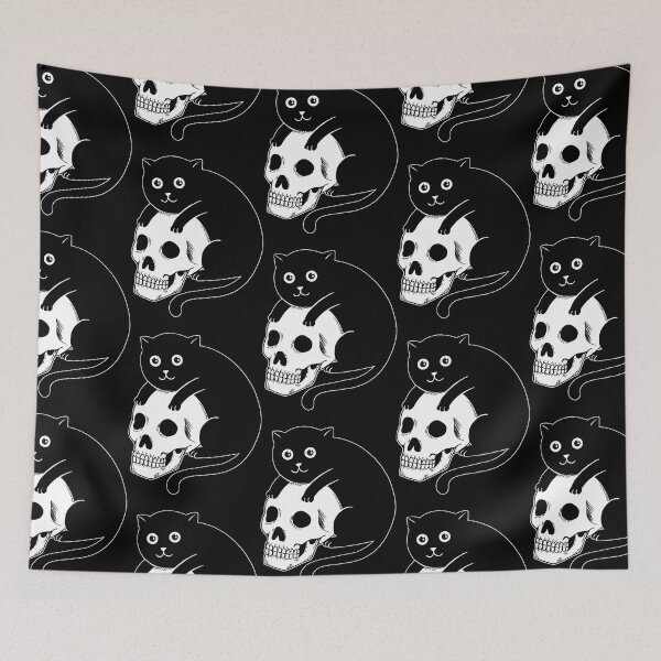 Item preview, Cat and skull  designed and sold by TravianDu.