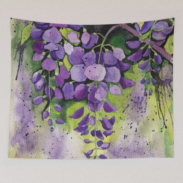 Item preview, Vibrant Wisteria Flowers Watercolour Artwork designed and sold by Oirabot.