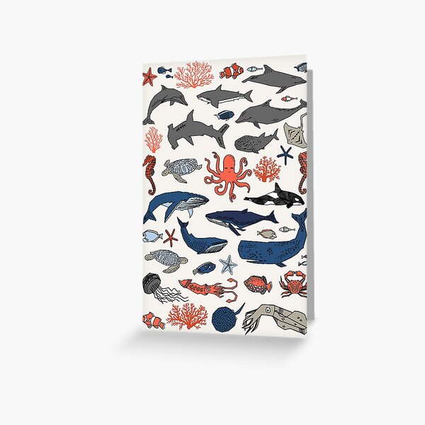 Ocean Animals by Andrea Lauren Greeting Card