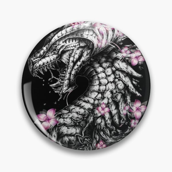 Artikelvorschau, Drache mit Blumen entworfen und verkauft von Gothic Fantasy.