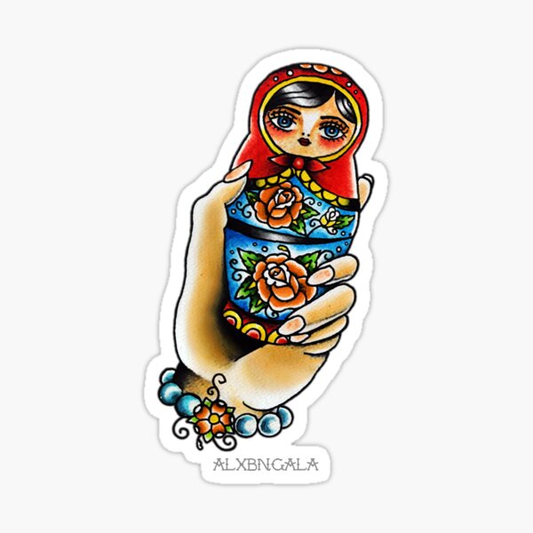 Hand Holding Matryoshka Sticker