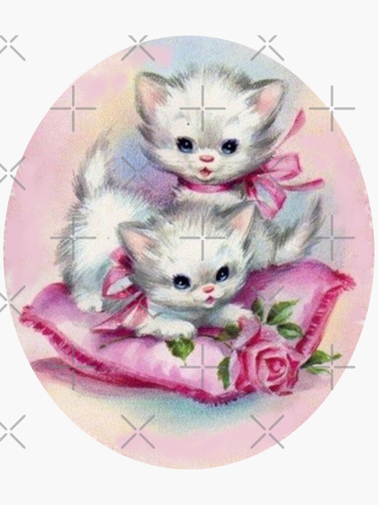 Vintage Kittens Sticker For Sale By Venusbyliv Redbubble