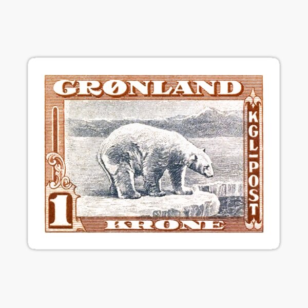 Item preview, 1915 Greenland Polar Bear Postage Stamp designed and sold by retrographics.