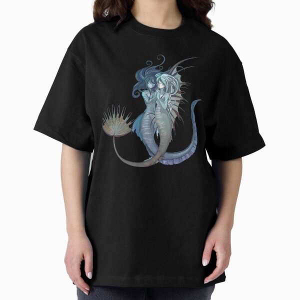 Mermaid Friends, Detailed Fantasy Art in Anime style Oversized T-Shirt