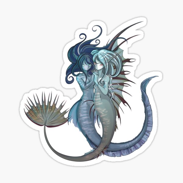 Mermaid Friends, Detailed Fantasy Art in Anime style Sticker