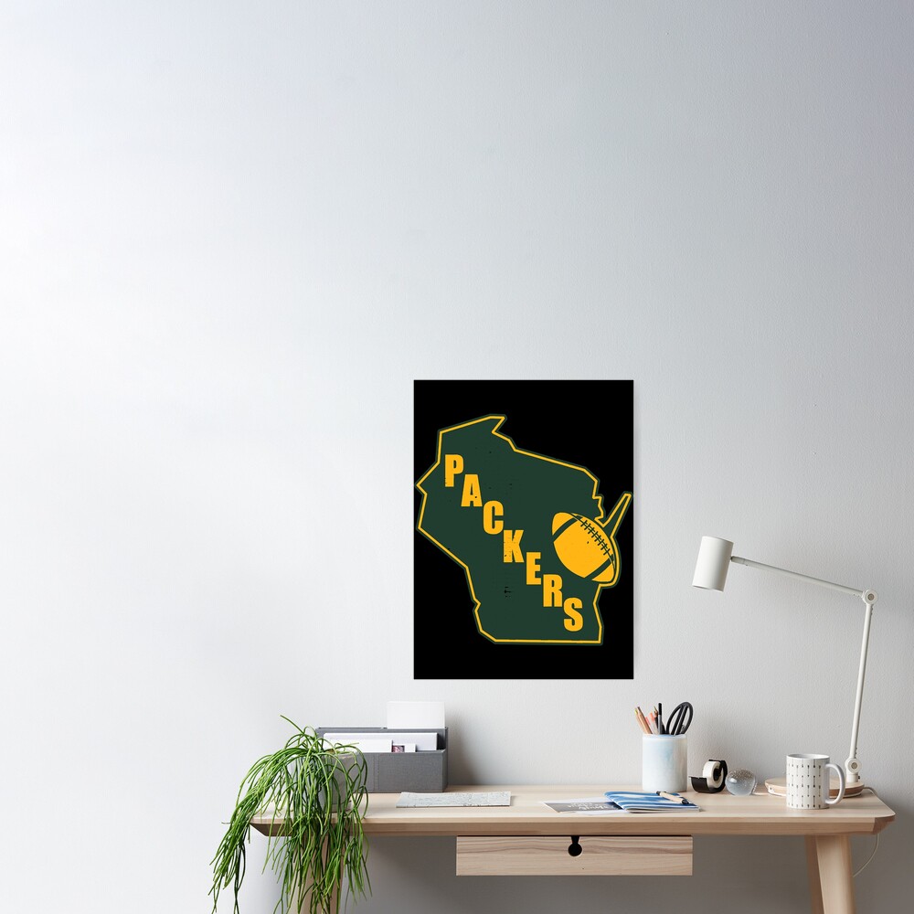 Retro Style Green Bay State Outline Design - Green Bay Packers - T