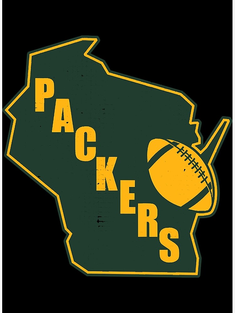 Retro Style Green Bay Packers State Outline Design  Poster for