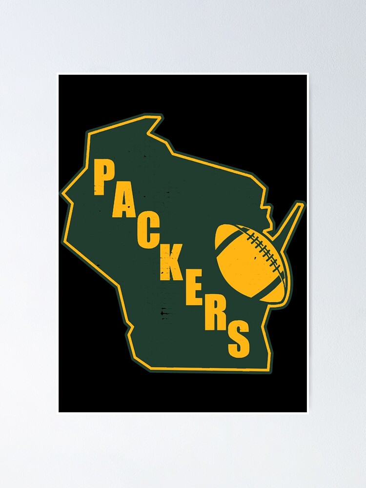 Retro Style Green Bay State Outline Design - Green Bay Packers - T