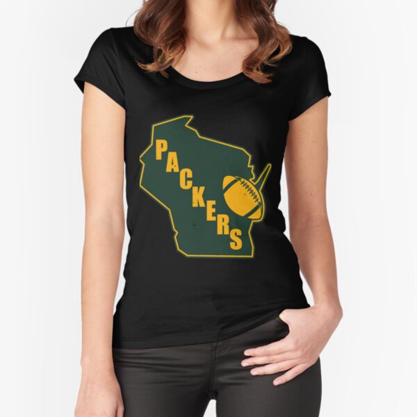 Retro Style Green Bay State Outline Design - Green Bay Packers - T-Shirt