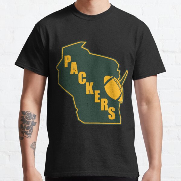 Retro Style Green Bay State Outline Design - Green Bay Packers - T