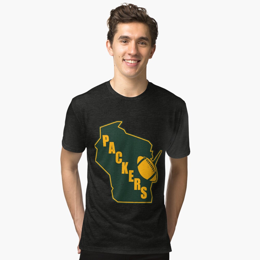 Retro Style Green Bay State Outline Design - Green Bay Packers - T-Shirt