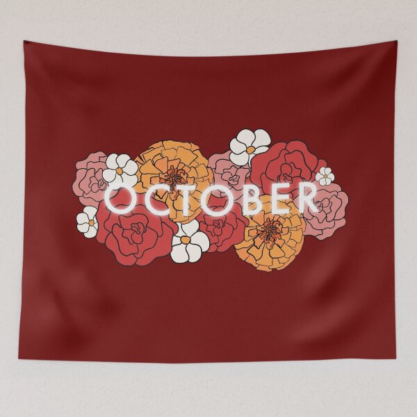 Item preview, October floral fall season - maroon dark red color  designed and sold by Fatamimosh.